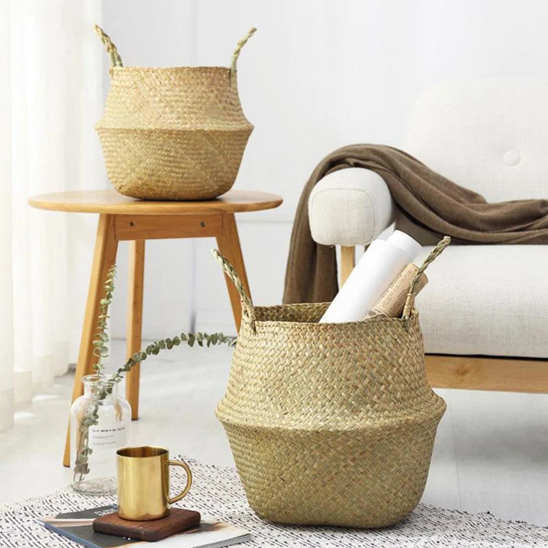Woven seagrass basket, detail