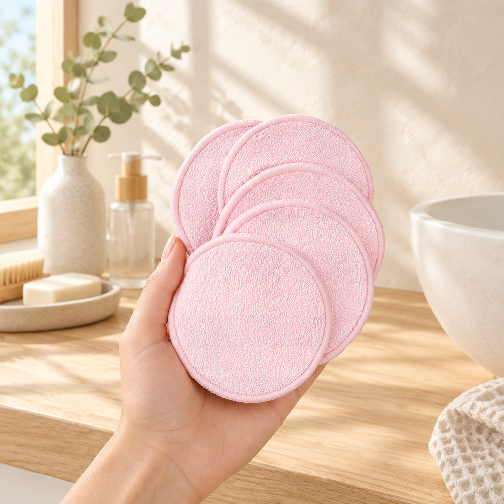Washable makeup remover pads, detail
