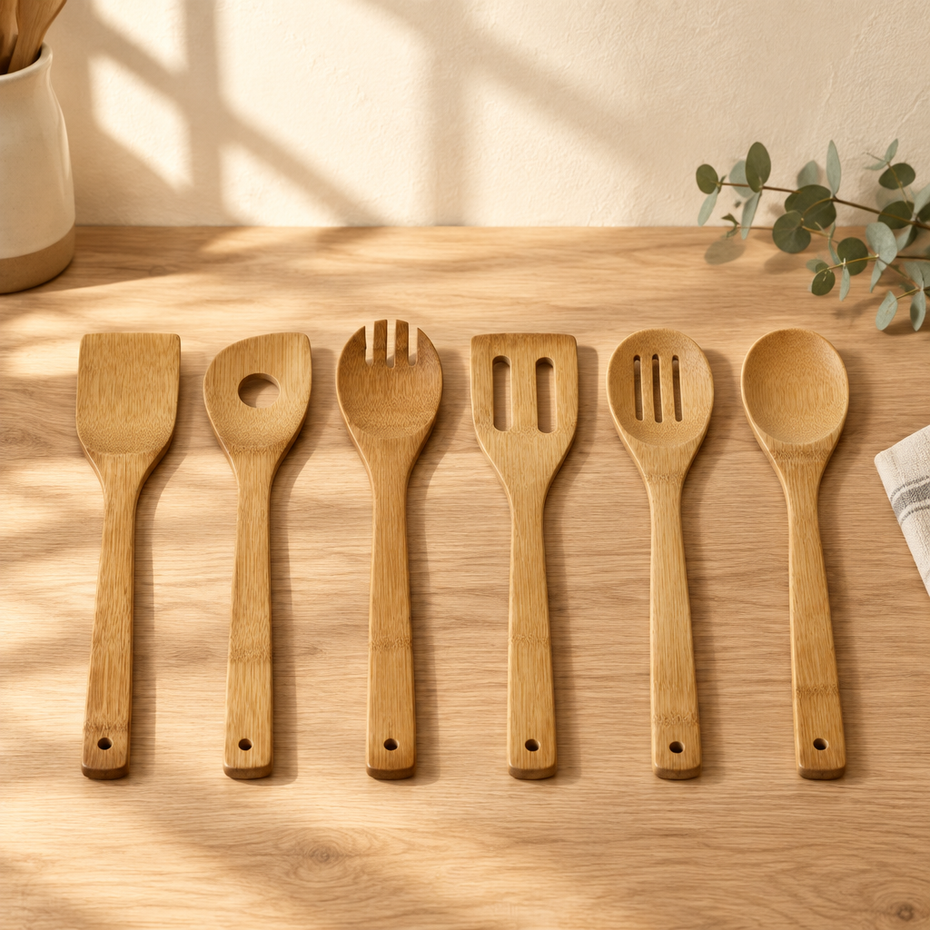 Bamboo spoons and spatulas, detail