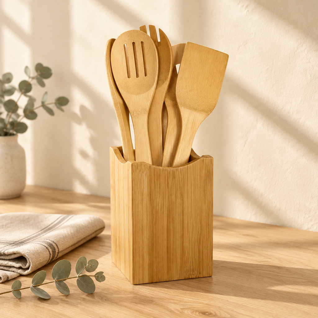 Bamboo spoons and spatulas, another view