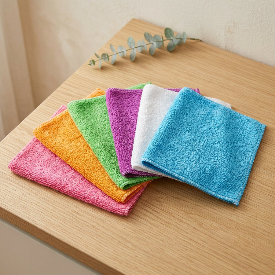 Lavettes en fibre de bambou sur fond crème