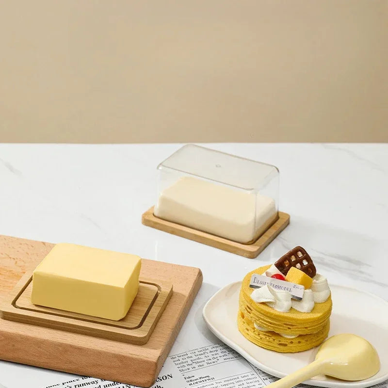 Bamboo butter dish with butter