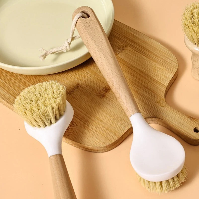 Wooden-handle scrub brush, another view